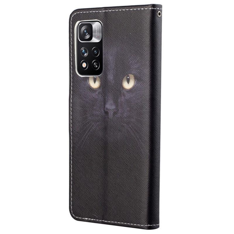 Κάλυμμα Xiaomi Redmi Note 11 Pro / 11 Pro 5G με κορδονι Strappy Black Cat Eyes